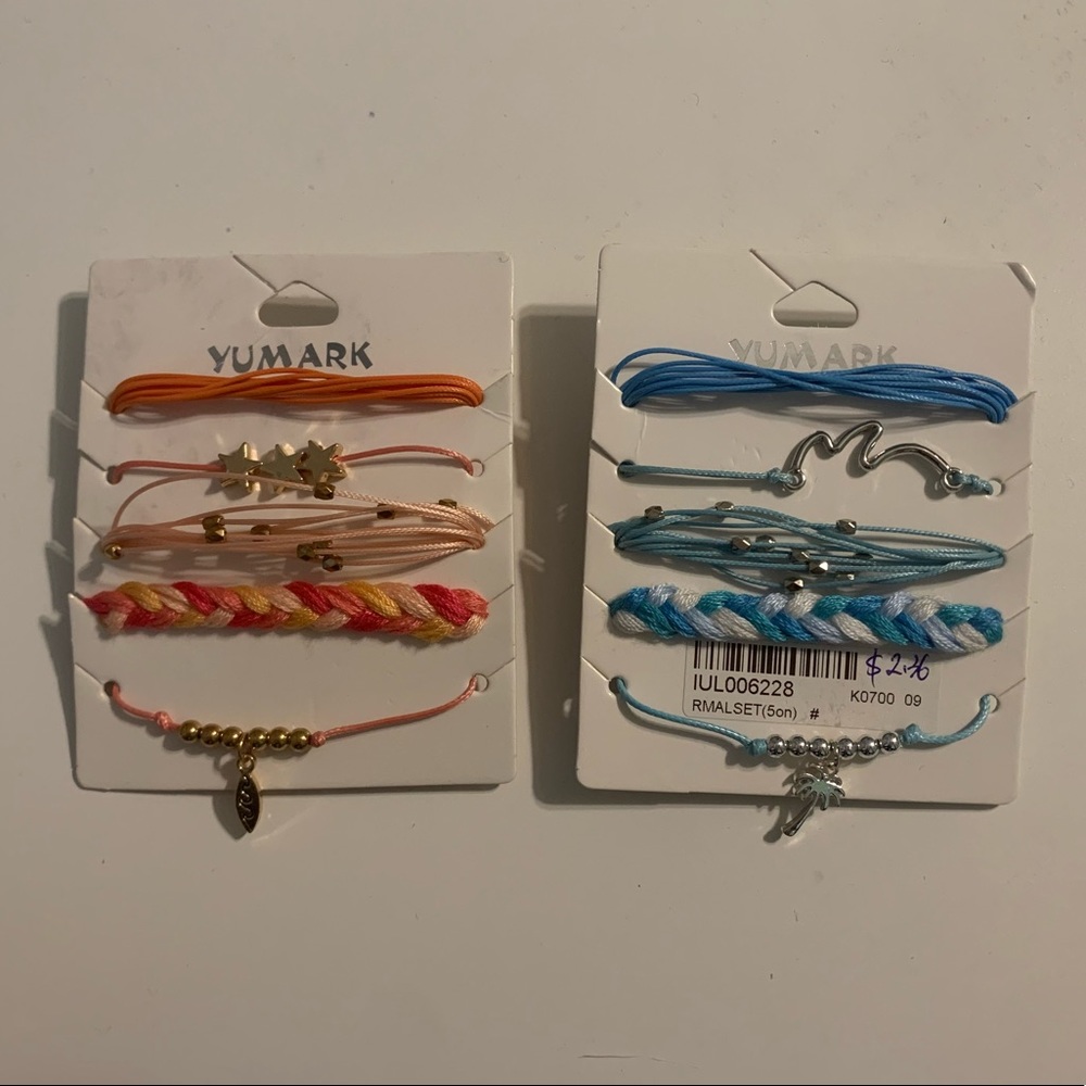 Bundle of 2 Yumark 5 Pack Twine and Charm Bracelets